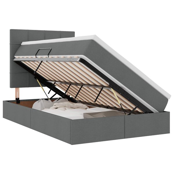 vidaXL Lit avec rangement et matelas Gris foncé 120 x 200 cm Polyester