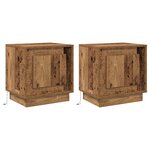 vidaXL Tables de chevet avec lumières LED 2 Pièces Bois ancien 44x34 5x45 cm