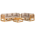 vidaXL Salon de jardin 6 Pièces avec coussins taupe bois massif