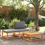 vidaXL Salon de jardin avec coussins 3 Pièces bois massif d'acacia