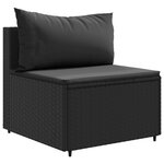 vidaXL Salon de jardin 9 Pièces avec coussins Noir Résine tressée