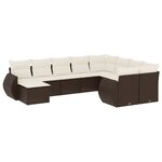 vidaXL Salon de jardin 10 Pièces avec coussins marron résine tressée
