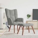 vidaXL Chaise de relaxation avec repose-pied Gris clair Velours