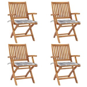 vidaXL Chaises pliables de jardin avec coussins lot de 4 Teck solide