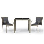 vidaXL Ensemble à manger de jardin 3 Pièces coussins gris résine tressée
