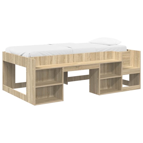 vidaXL Cadre de lit pour enfants avec rangement Chêne Sonoma