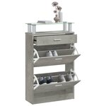 vidaXL Armoire à chaussures Gris béton 63x24x104 cm Bois d'ingénierie