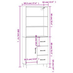 vidaXL Buffet haut Chêne sonoma 69 5x34x180 cm Bois d'ingénierie