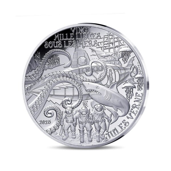 L'Art de la Plume – Vingt mille lieues sous les mers Monnaie de 10€ Argent