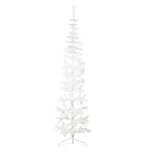 vidaXL Demi sapin de Noël artificiel mince avec support Blanc 210 cm