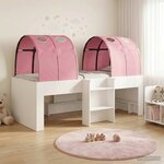 vidaXL Lit Haut pour Enfants avec Tunnel Blanc et rose