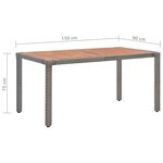 vidaXL Table de jardin Gris 150x90x75cm Résine tressée bois d'acacia