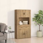vidaXL Meuble Haut Chêne Artisan 80x33x150 cm Bois d'Ingénierie