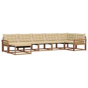 vidaXL Ensemble de canapés d'extérieur 7 Pièces Naturel et Beige