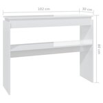vidaXL Table console blanc brillant 102x30x80 cm bois d'ingénierie