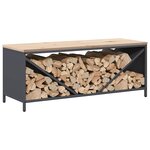 vidaXL Étagère à bois de chauffage avec plateau en bois anthracite