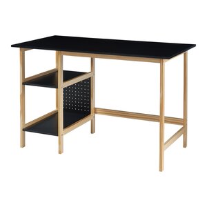 Bureau table poste de travail avec 2 étagères 120 x 60 x 75 cm noir effet bois 03_0009051