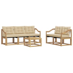 vidaXL Ensemble de canapés d'extérieur 6 Pièces Blanc et Beige