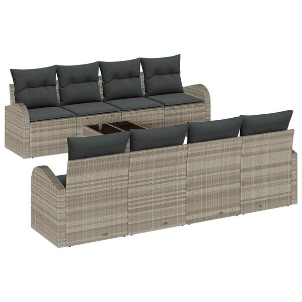 vidaXL Ensemble de canapé de jardin 7 Pièces Gris clair 55 x 55 x 37 cm