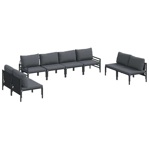 vidaXL Ensemble de canapé de jardin 8 pc Noir Acier