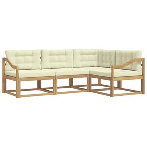 vidaXL Ensemble de canapés d'extérieur 3 pc Blanc et crème Polyester