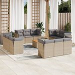 vidaXL Salon de jardin avec coussins 13 Pièces beige résine tressée