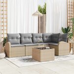 vidaXL Ensemble de canapé de jardin 6 Pièces Beige  gris clair Poly rotin