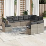 vidaXL Salon de jardin avec coussins 10 Pièces gris clair résine tressée