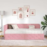 vidaXL Cadre de lit d'angle avec matelas Rose 100 x 200 cm Velours
