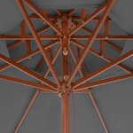 vidaXL Parasol à deux étages avec mât en bois 270 cm anthracite