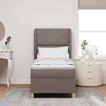 vidaXL Lit à ressorts avec matelas gris foncé 90x190 cm Taupe tissu