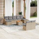 vidaXL Salon de jardin avec coussins 10 Pièces beige résine tressée