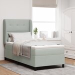 Lit à sommier box avec matelas gris clair 80x200 cm velours