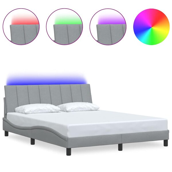 vidaXL Cadre de lit sans matelas Hanko gris clair 160x200 cm tissu