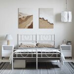 vidaXL Cadre de lit métal sans matelas et pied de lit blanc 135x190 cm