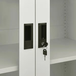 Armoire de bureau design moderne idéale rangement dossiers 90 x 40 x 180 cm en acier gris clair 02_0046807