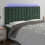 vidaXL Tête de lit à LED Vert foncé 160x5x118/128 cm Velours