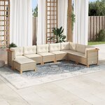 vidaXL Salon de jardin avec coussins 8 Pièces beige résine tressée