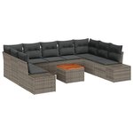 vidaXL Ensemble de canapé de jardin 10 Pièces Gris Poly rotin