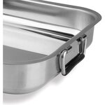 ARTHUR MARTIN AM279 Set de 2 plats a four Inox 30-35 cm - Acier inoxydable - Intérieur satiné - Anses a charniere en acier