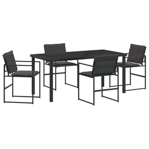 vidaXL Ensemble de salle à manger pour jardin 5 Pièces Noir