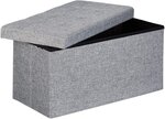 Tabouret banquette pouf de rangement pliant coffre repose-pieds 76 cm lin gris 13_0002337_4