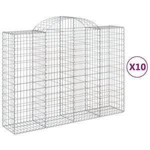 vidaXL Paniers à gabions arqués 10 Pièces 200x50x140/160 cm Fer galvanisé