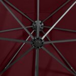 vidaXL Parasol déporté avec mât et lumières LED Rouge bordeaux 250 cm