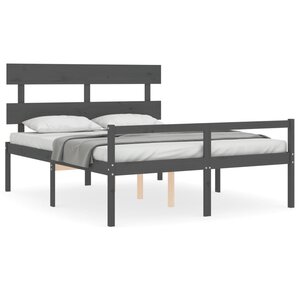 vidaXL Lit pour personne âgée sans matelas gris bois massif