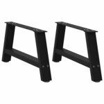 vidaXL Pieds de table basse en forme de A  2 pièces  noir  70 x (30-31) cm  acier