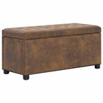 vidaXL Pouf de rangement 87 5 cm Marron Similicuir daim