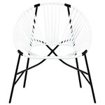 vidaXL Lot de 3 Chaise de jardin noir et blanc résine tressée
