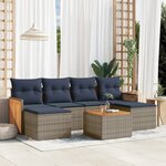vidaXL Salon de jardin 7 Pièces avec coussins gris résine tressée