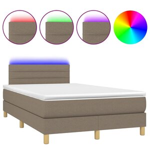 vidaXL Sommier à lattes de lit matelas et LED taupe 120x190 cm tissu